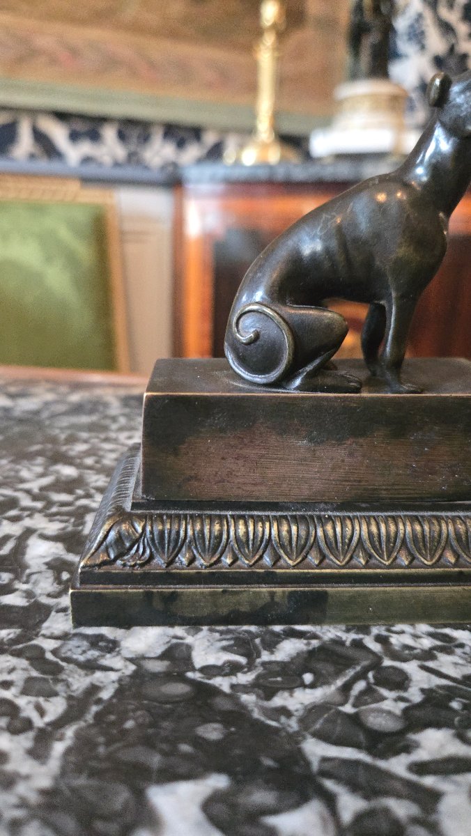 Small Inkstand With A Sitting Dog, Empire Period, Early 19th Century.-photo-3