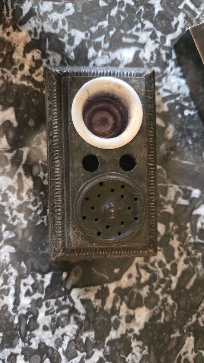 Small Inkstand With A Sitting Dog, Empire Period, Early 19th Century.-photo-6