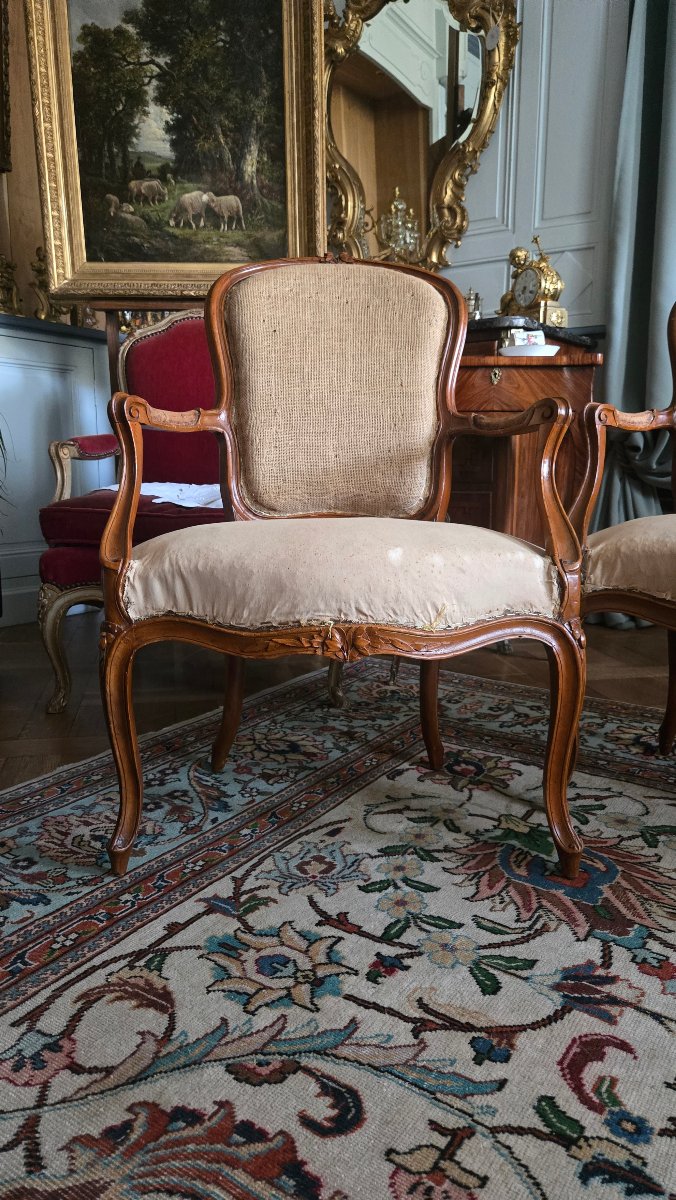Pair Of Cabriolet Armchairs Marked “pierre Leduc”  Louis XV Period, Circa 1760  Paris.  -photo-2