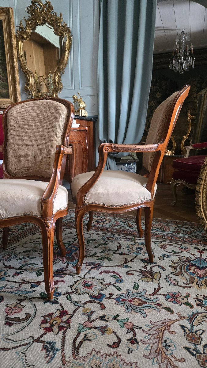 Pair Of Cabriolet Armchairs Marked “pierre Leduc”  Louis XV Period, Circa 1760  Paris.  -photo-1