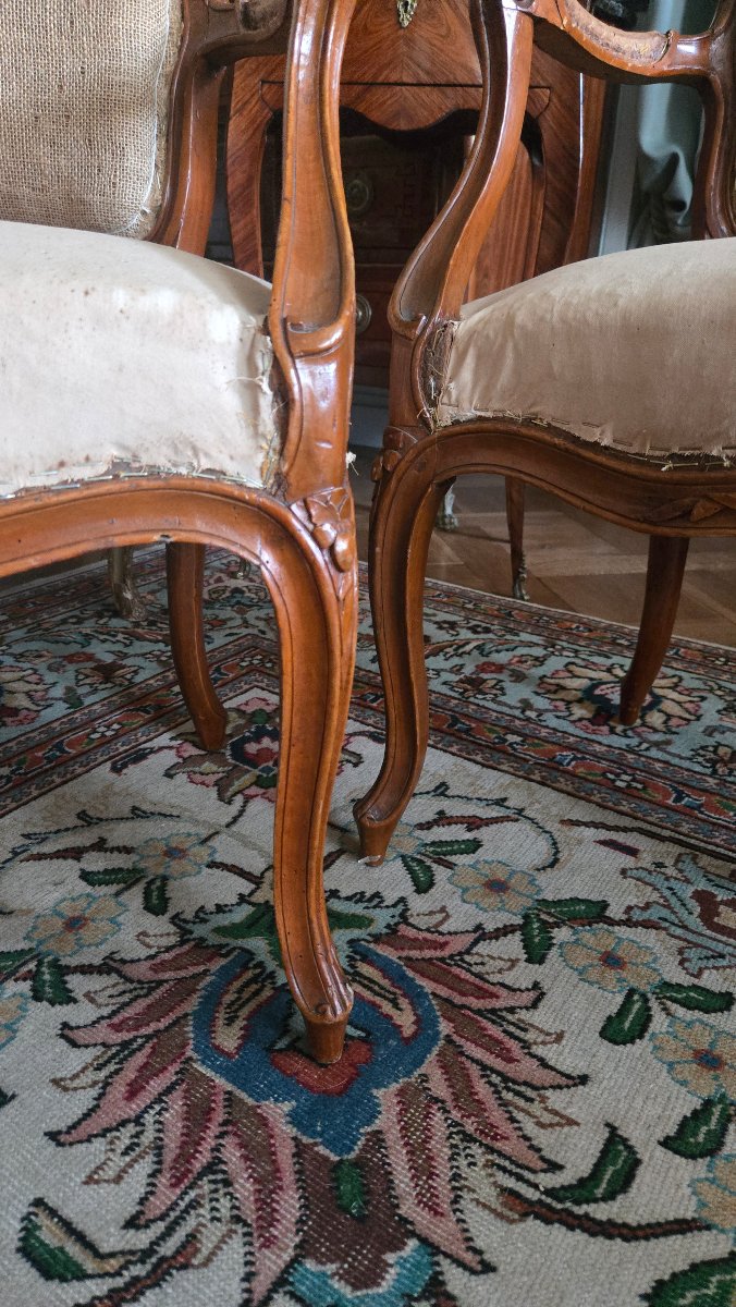 Pair Of Cabriolet Armchairs Marked “pierre Leduc”  Louis XV Period, Circa 1760  Paris.  -photo-4