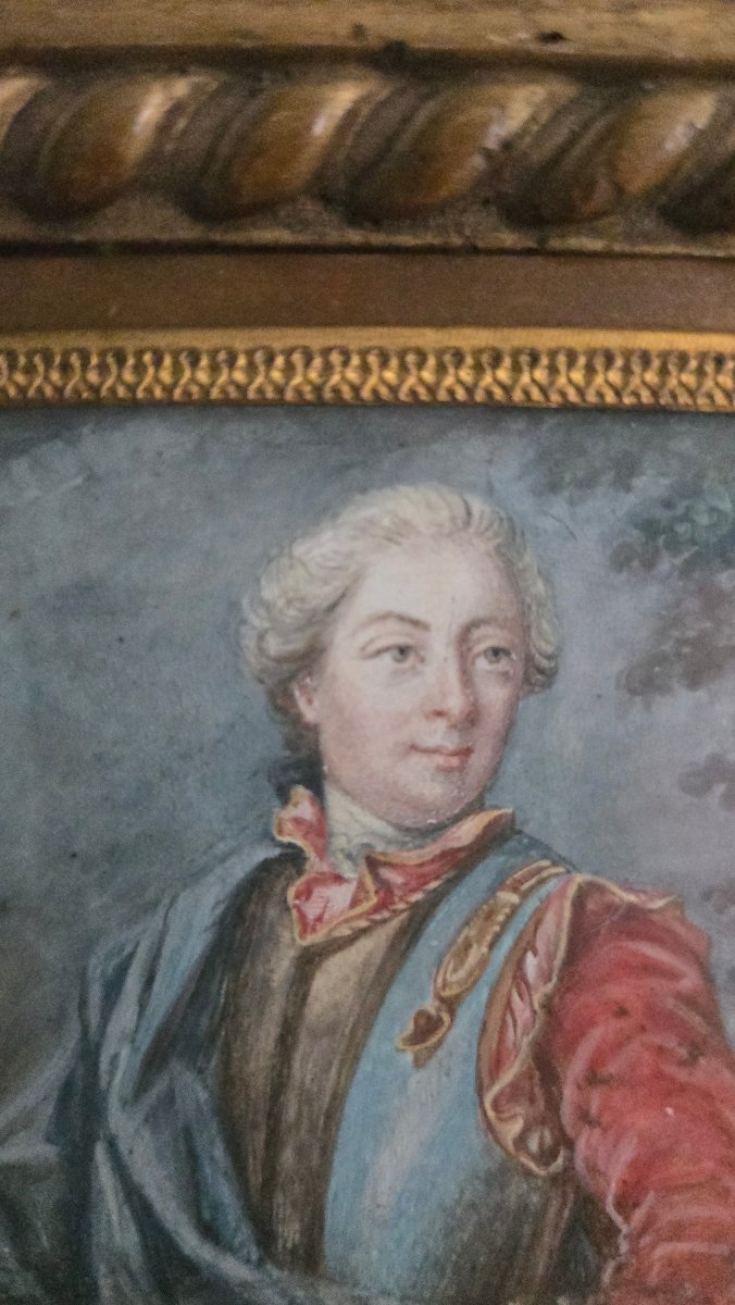 PORTRAIT DU ROI LOUIS XV (1710-1774)  École française du XVIIIᵉ siècle  Gouache sur papier.  -photo-2