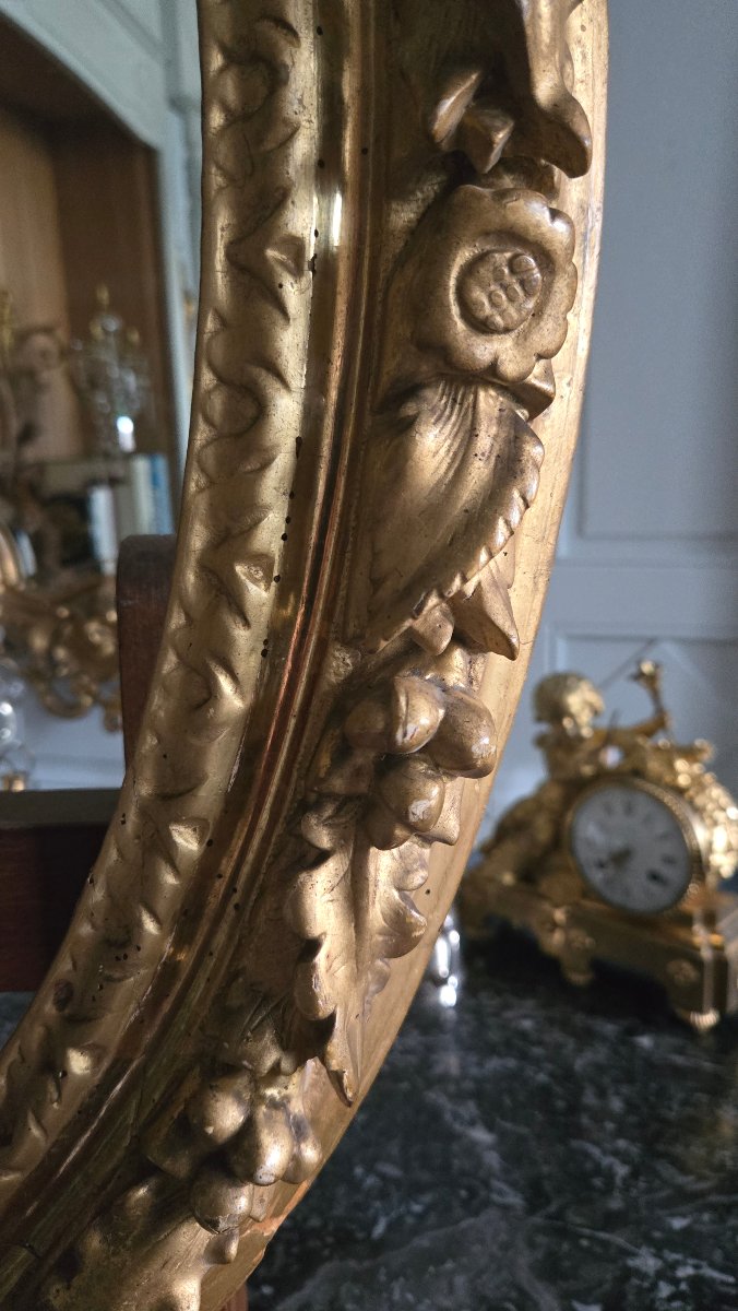 Oval Frame With Naturalistic Decoration Of Flowers, Fruits, And Foliage  Louis XIII Period.-photo-2