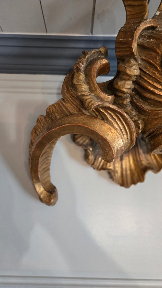 Important Architectural Crowning With Shell And Pebble Decoration Italy, 18th Century-photo-3