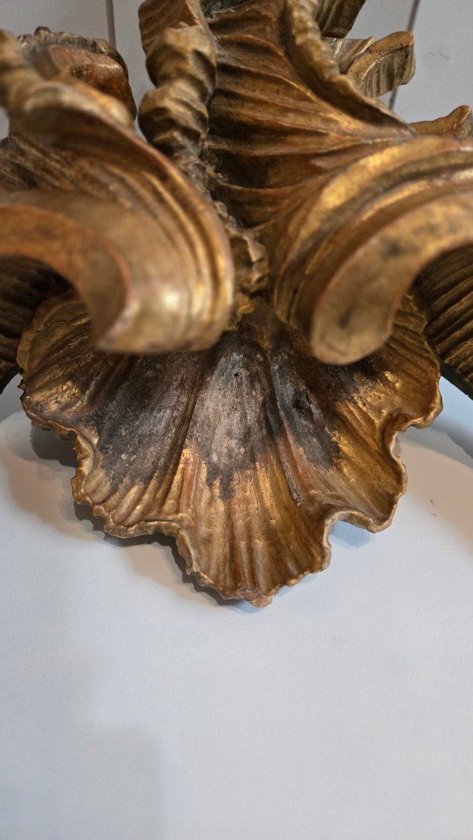 Important Architectural Crowning With Shell And Pebble Decoration Italy, 18th Century-photo-2