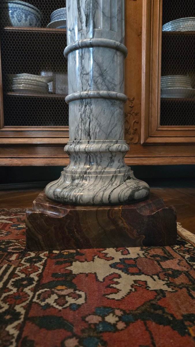 colonne de présentation en marbre Bleu Fleuri et albâtre fleuri.  Seconde moitié du XIXe siècle-photo-2