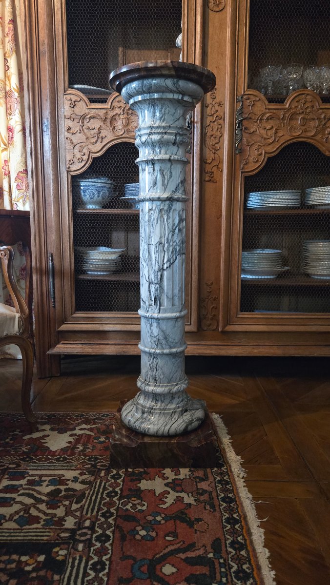colonne de présentation en marbre Bleu Fleuri et albâtre fleuri.  Seconde moitié du XIXe siècle-photo-7