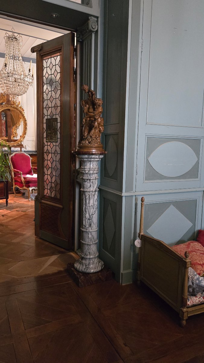 colonne de présentation en marbre Bleu Fleuri et albâtre fleuri.  Seconde moitié du XIXe siècle-photo-8