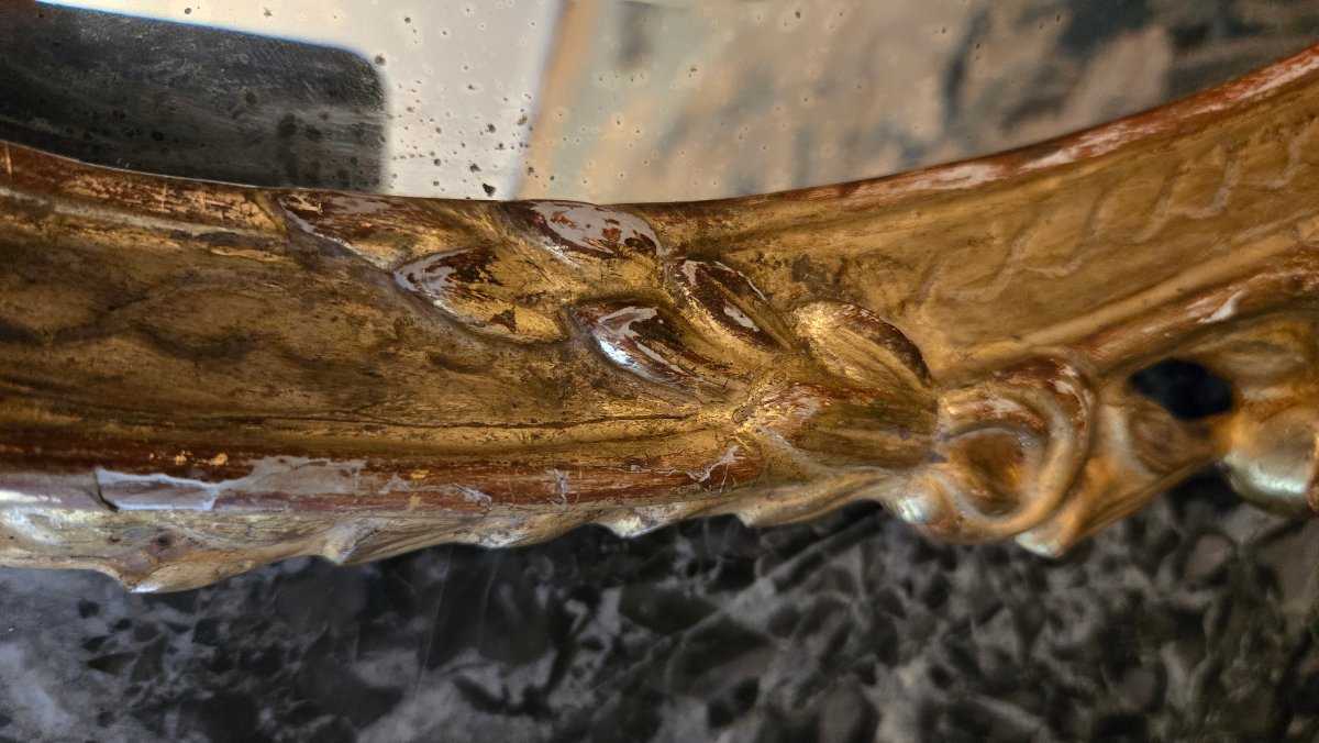 Paire de miroirs en médaillon, Travail italien, seconde moitié du XVIIIe siècle.-photo-4