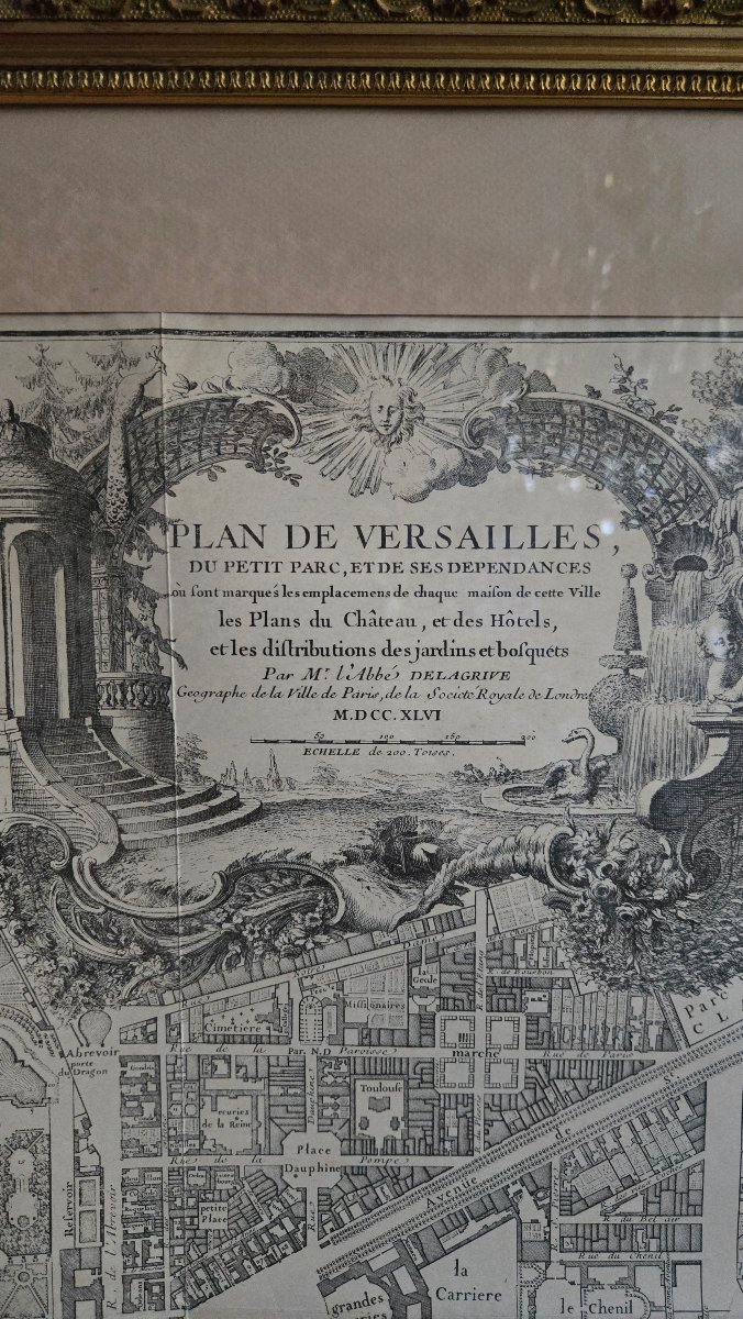 Grand plan de Versailles d’après Jean Delagrive – retirage ancien, probablement XIXe siècle.   -photo-2