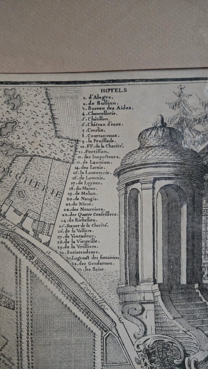 Grand plan de Versailles d’après Jean Delagrive – retirage ancien, probablement XIXe siècle.   -photo-3