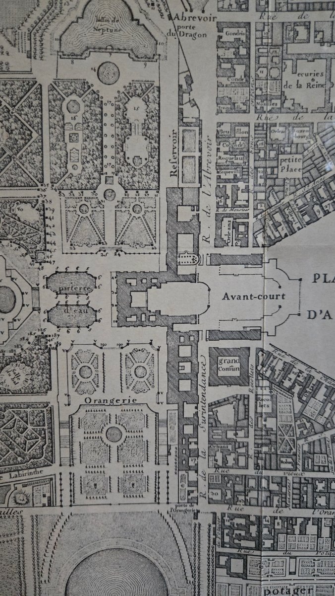 Grand plan de Versailles d’après Jean Delagrive – retirage ancien, probablement XIXe siècle.   -photo-5