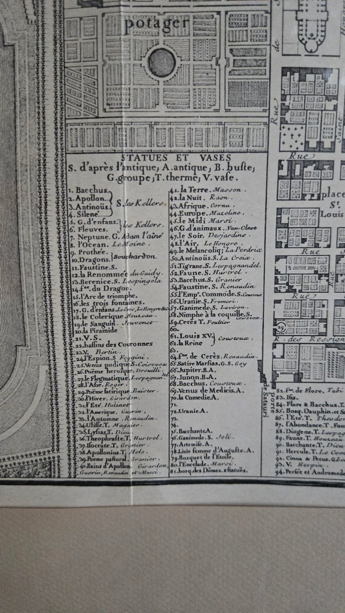 Grand plan de Versailles d’après Jean Delagrive – retirage ancien, probablement XIXe siècle.   -photo-7