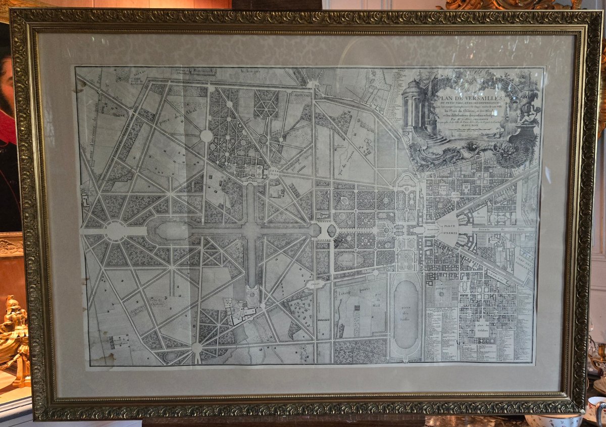 Grand plan de Versailles d’après Jean Delagrive – retirage ancien, probablement XIXe siècle.   