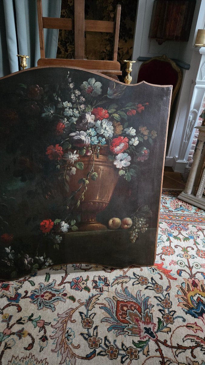 Large Overdoor Panel Decorated With Flowers And Fruit—18th-century Piedmontese School.  -photo-2