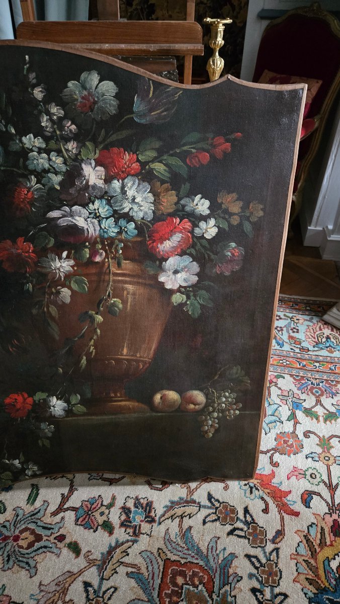 Large Overdoor Panel Decorated With Flowers And Fruit—18th-century Piedmontese School.  -photo-3