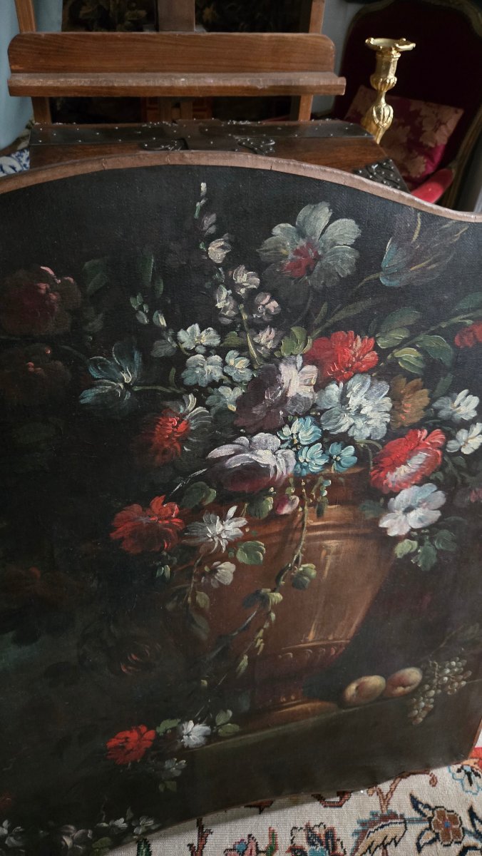 Large Overdoor Panel Decorated With Flowers And Fruit—18th-century Piedmontese School.  -photo-4