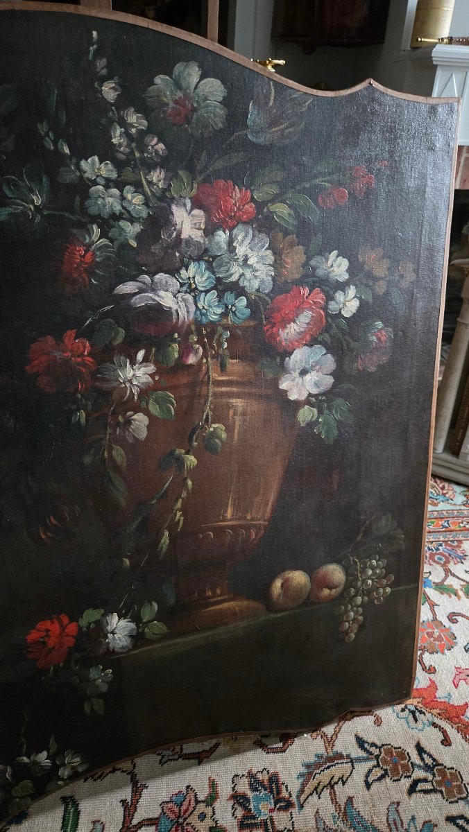 Large Overdoor Panel Decorated With Flowers And Fruit—18th-century Piedmontese School.  -photo-2