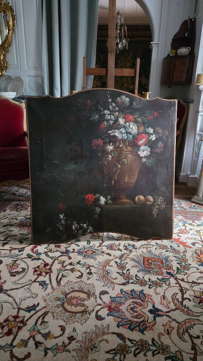 Large Overdoor Panel Decorated With Flowers And Fruit—18th-century Piedmontese School.  -photo-4