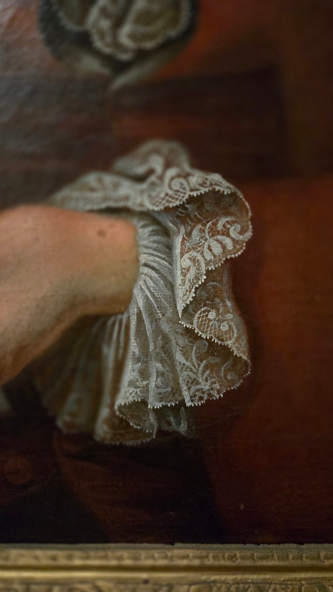Portrait Of An Architect With A Compass; Oil On Canvas, Signed And Dated 1757; 18th Century.  -photo-2