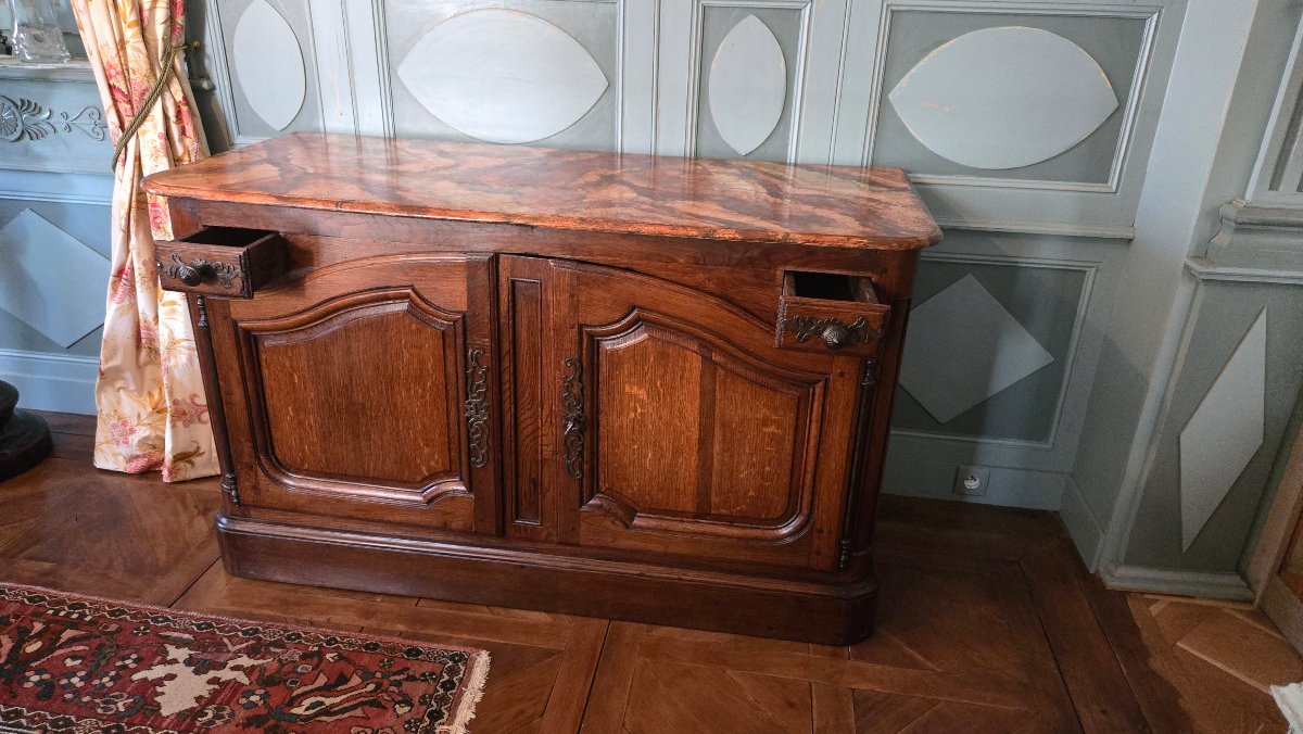 Buffet de chasse réalisé anciennement à partir d'un buffet deux-corps de boiserie  du XVIIIe-photo-2