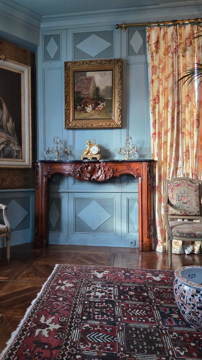 cheminée lyonnaise en noyer sculpté à riche décor rocaille – époque Louis XV, vers 1740-1760.  -photo-8