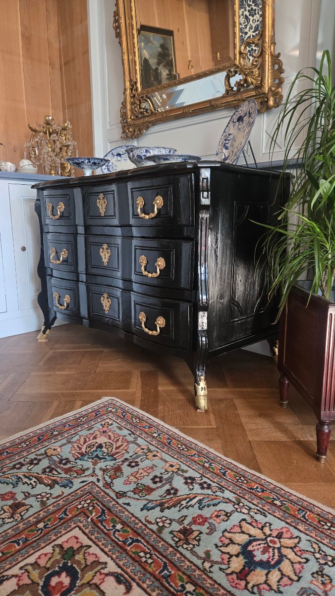 Louis XIV Chest Of Drawers In Blackened Wood With Inverted Consoles – First Third Of The 18th Century.    -photo-2