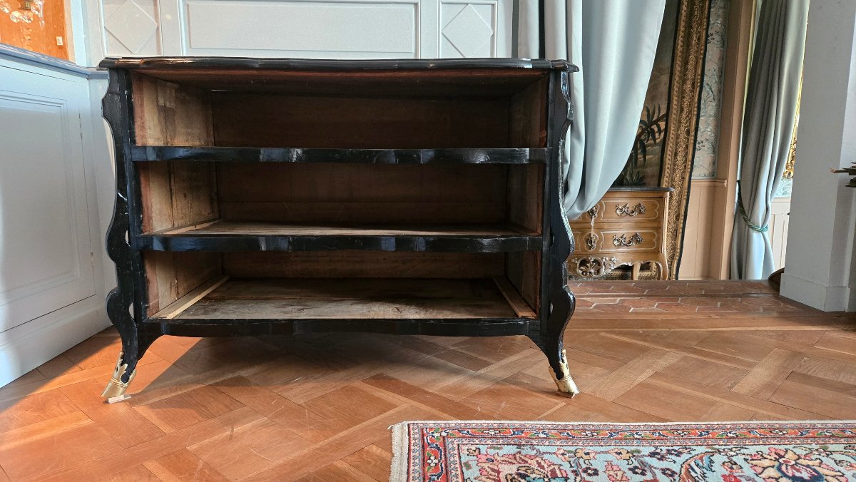 Louis XIV Chest Of Drawers In Blackened Wood With Inverted Consoles – First Third Of The 18th Century.    -photo-3
