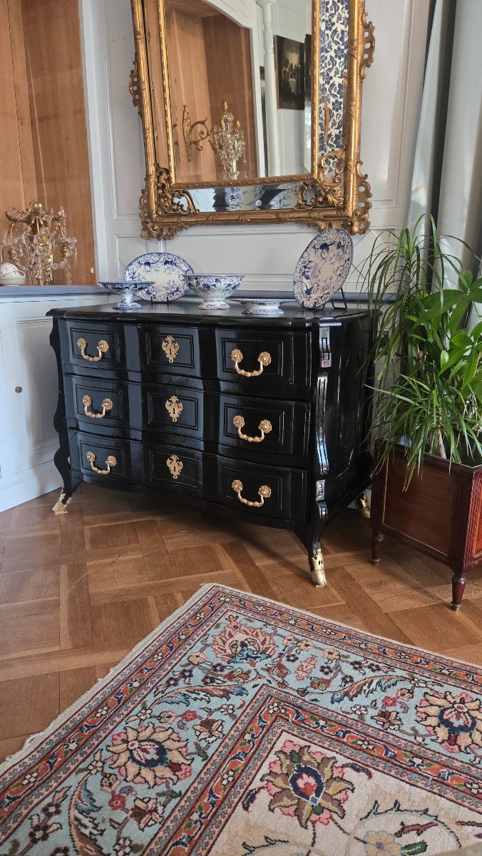 Louis XIV Chest Of Drawers In Blackened Wood With Inverted Consoles – First Third Of The 18th Century.    -photo-6