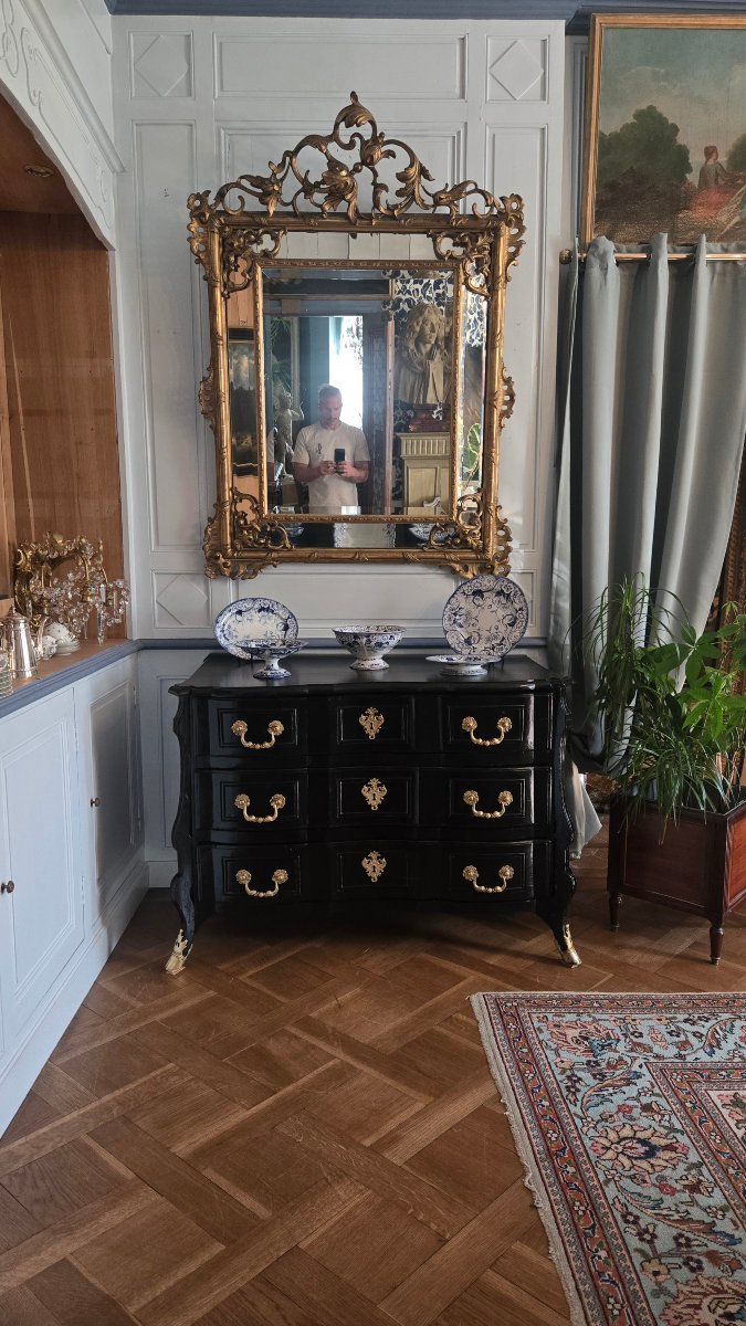Louis XIV Chest Of Drawers In Blackened Wood With Inverted Consoles – First Third Of The 18th Century.    -photo-8