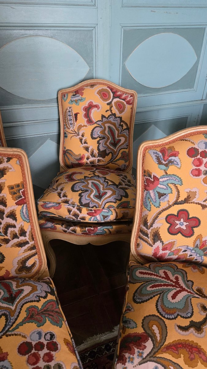 A Set Of Six Louis XV-era "reine" Chairs Made Of Painted Beech.  -photo-2
