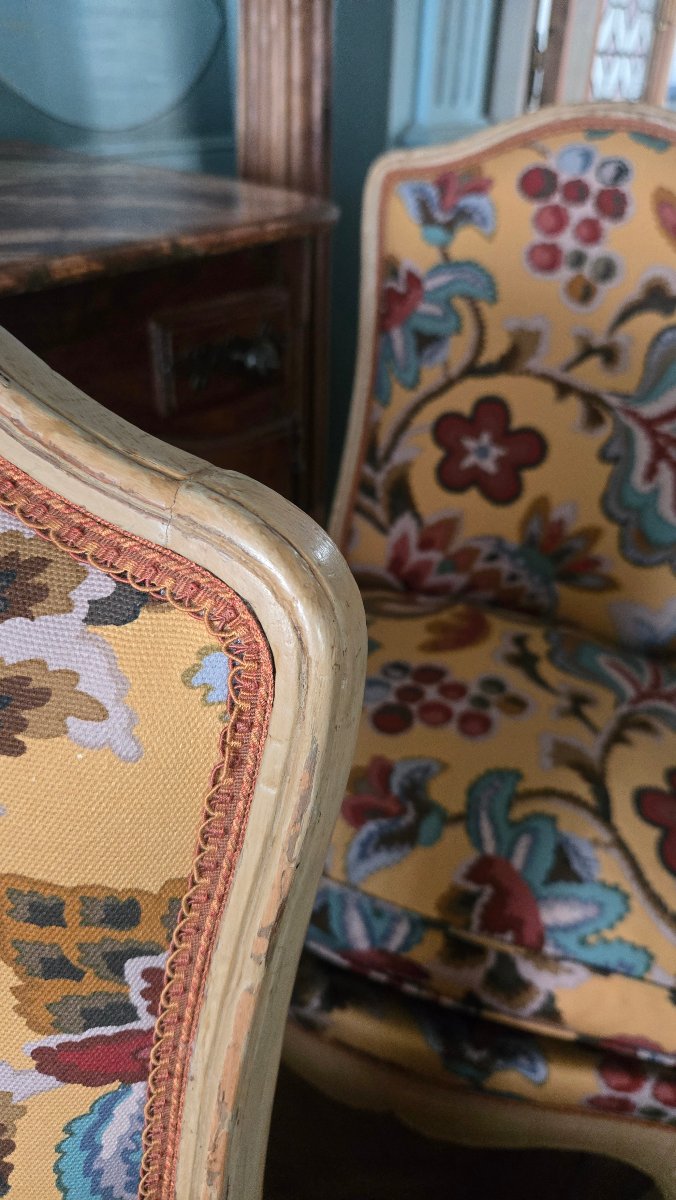 A Set Of Six Louis XV-era "reine" Chairs Made Of Painted Beech.  -photo-3