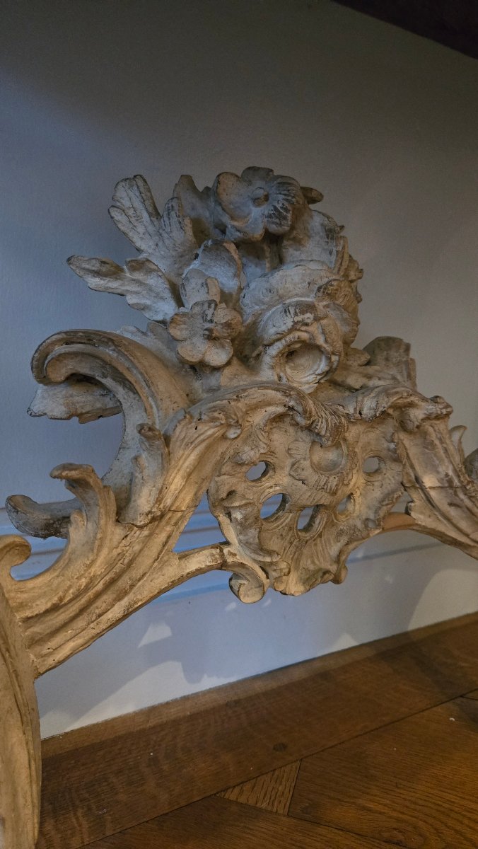 Grande console d'applique d'époque Louis XV en chêne sculpté.   -photo-6