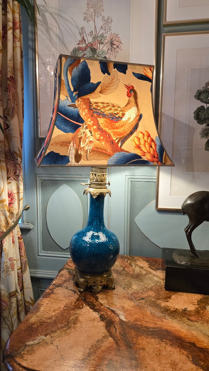paire de lampes bleu de Perse et bronze doré – époque Napoléon III.  -photo-3