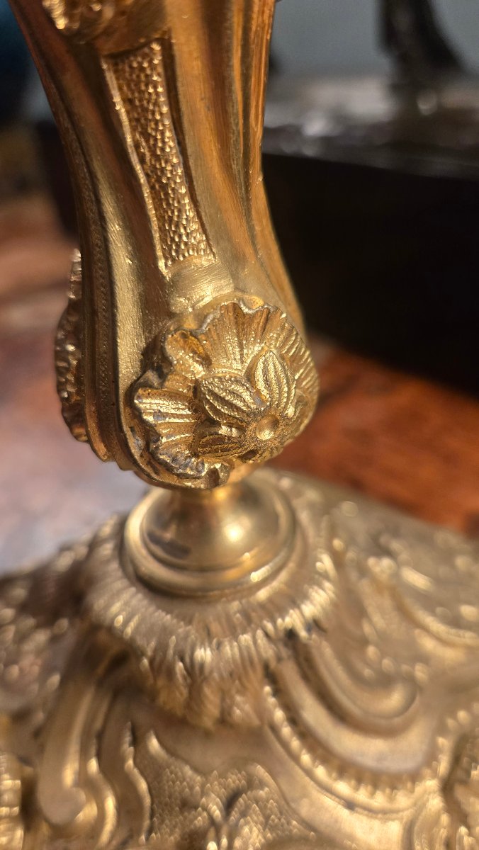 Pair Of Gilt Bronze Candlesticks With Insects – Versailles Model, Circa 1835-photo-3