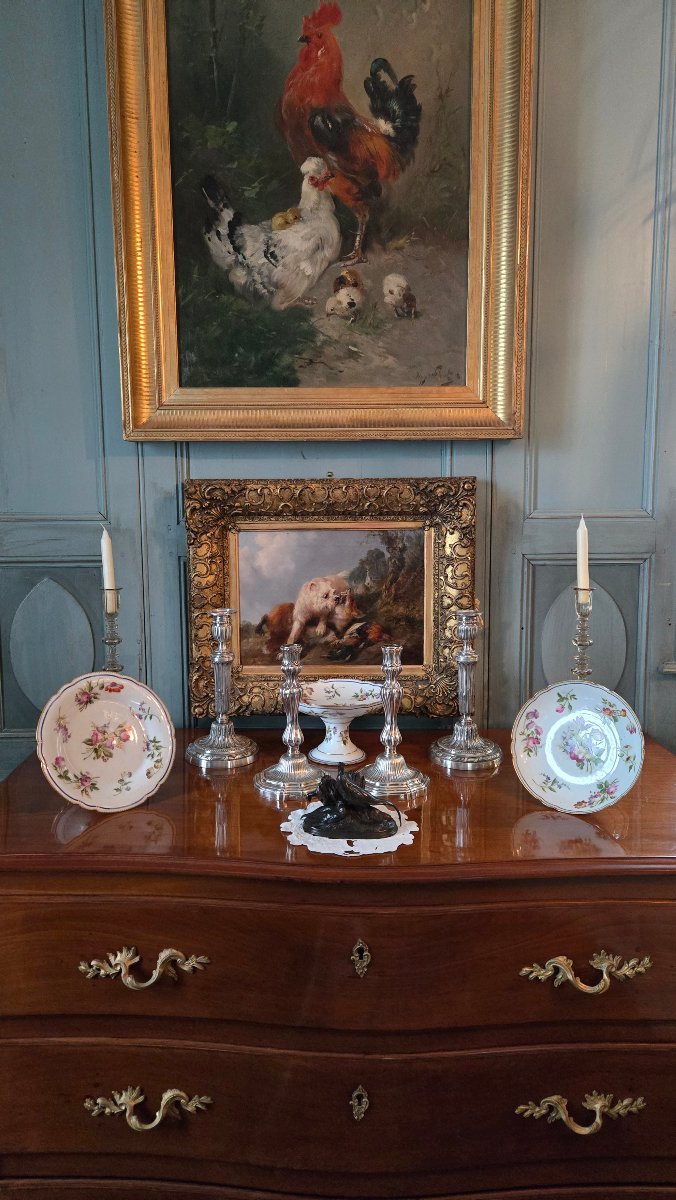Pair Of Louis XVI Silver-plated Bronze Candlesticks – 18th Century-photo-8