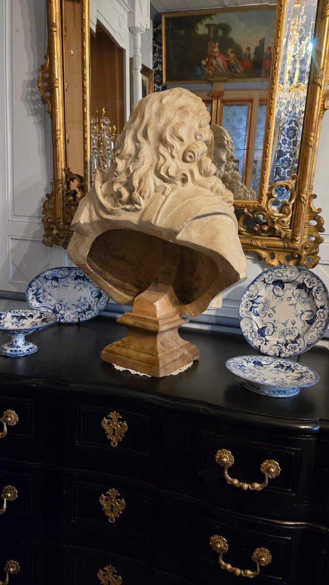 Large Bust Of Jean De La Fontaine – After Louis-pierre Deseine – Louvre Museum-photo-1
