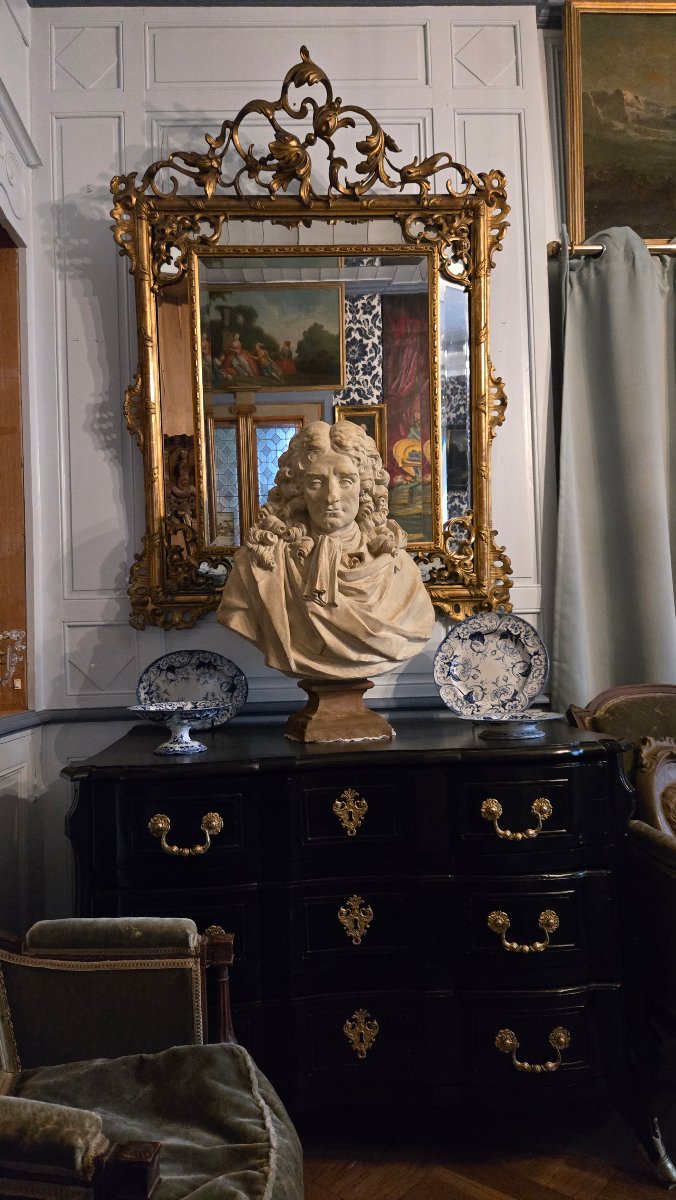 Large Bust Of Jean De La Fontaine – After Louis-pierre Deseine – Louvre Museum-photo-8