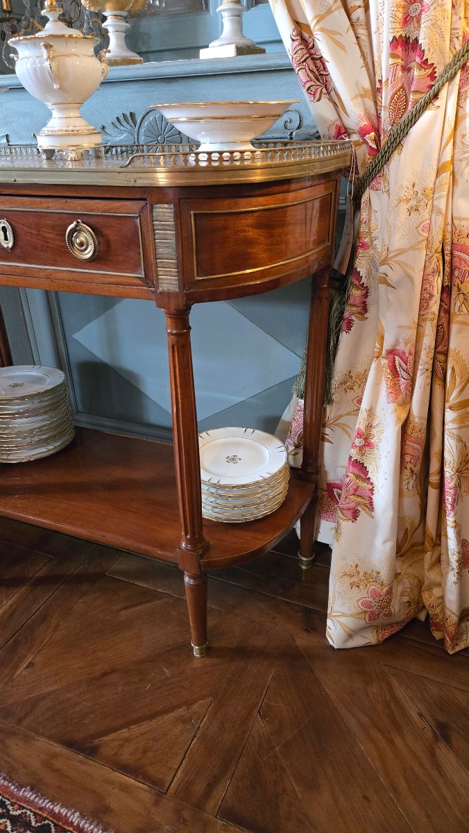 Louis XVI Mahogany Console Serving Table With Original Brèche D’alep Marble Top – 18th Century-photo-3