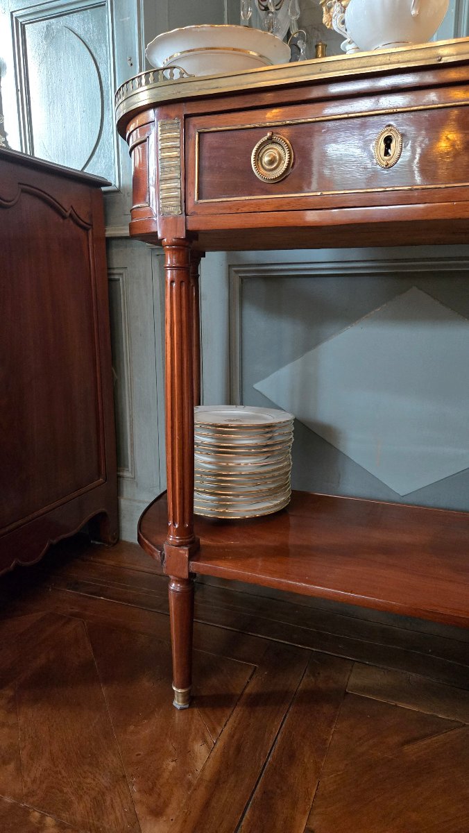 Louis XVI Mahogany Console Serving Table With Original Brèche D’alep Marble Top – 18th Century-photo-1