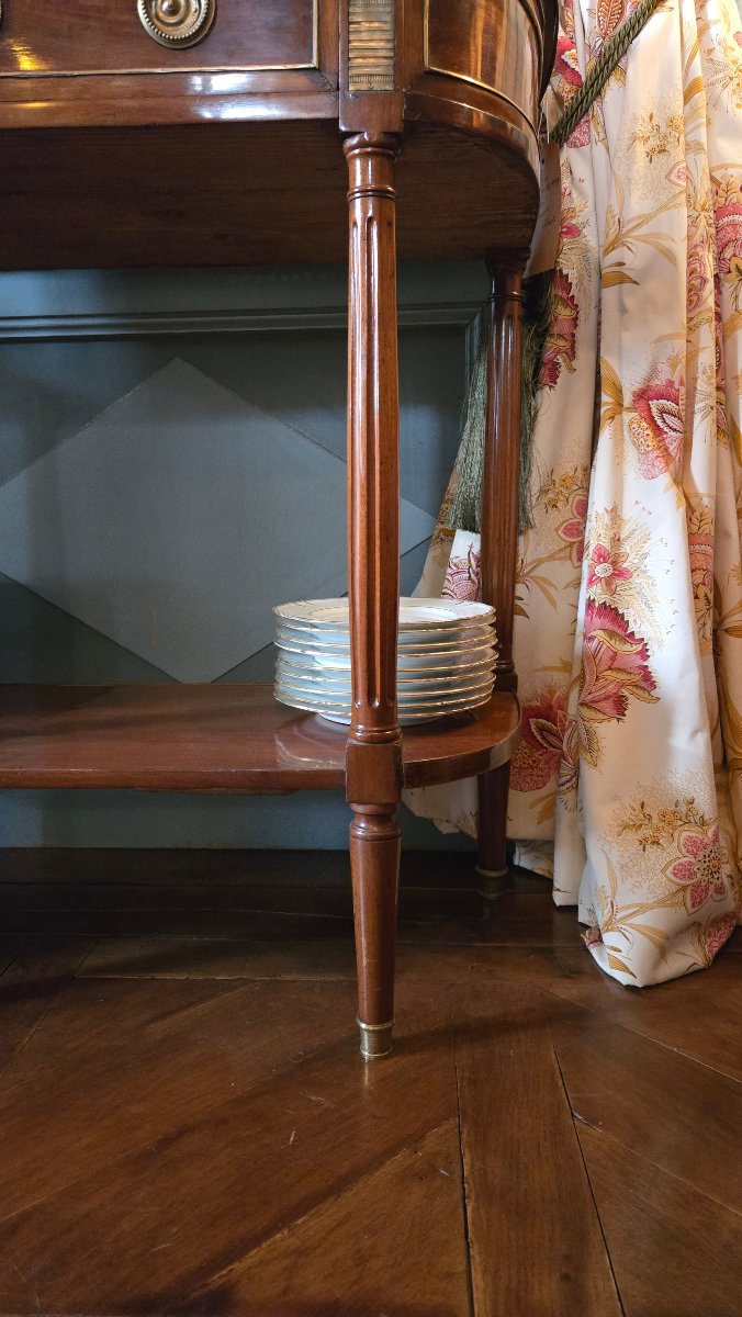 Louis XVI Mahogany Console Serving Table With Original Brèche D’alep Marble Top – 18th Century-photo-6