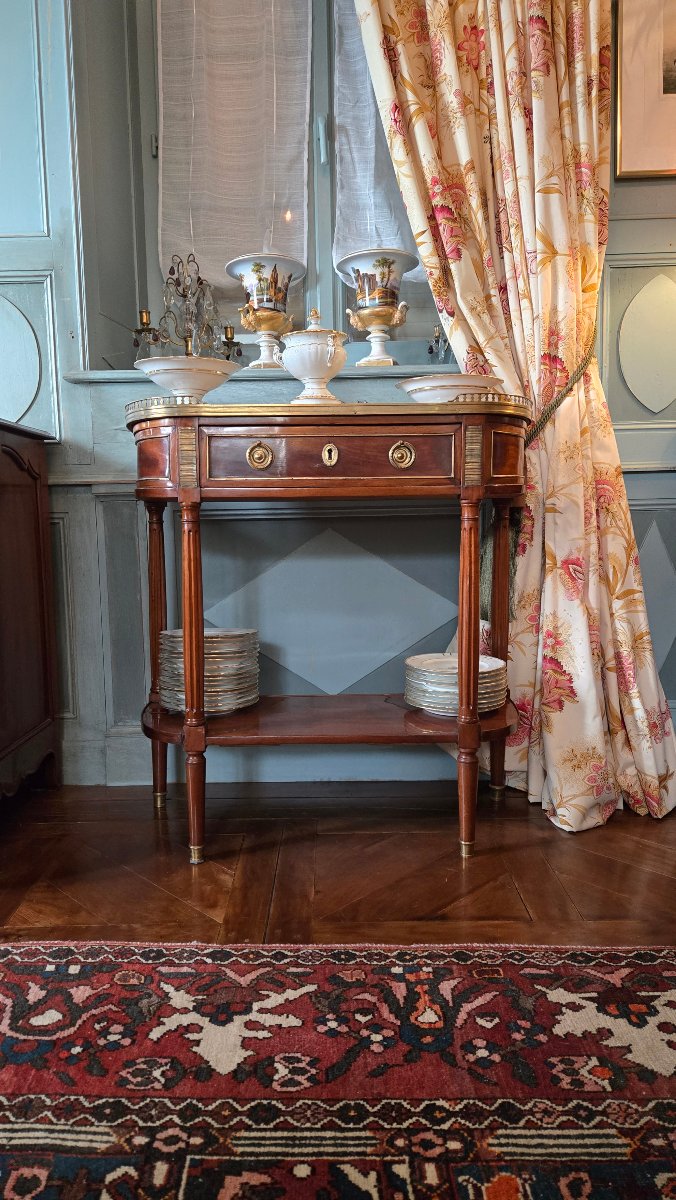 Louis XVI Mahogany Console Serving Table With Original Brèche D’alep Marble Top – 18th Century-photo-8