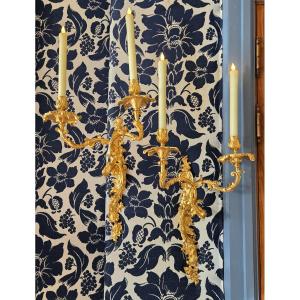 Pair Of Asymmetrical Louis XV Rocaille Style Wall Lights. 