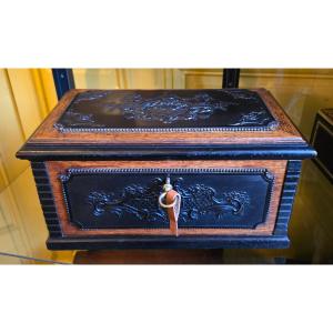 Oak And Gutta-percha Cigar Box, Napoleon III Period