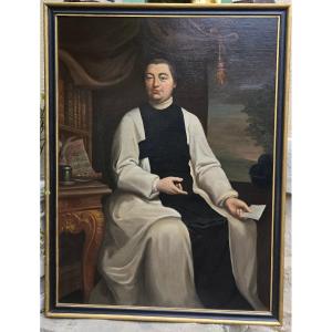 Portrait d’un moine cistercien tenant une lettre, fin du XVIIIe siècle, début XIXeme. 