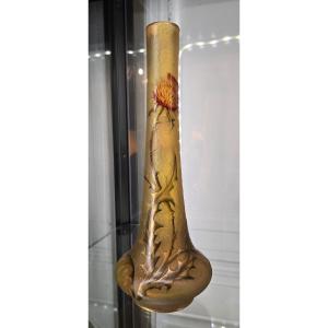 Vase Art nouveau aux chardons – Daum Nancy fin XIXeme.  