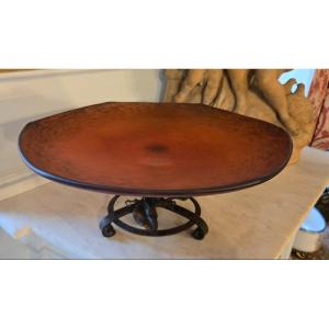 Grande coupe Art déco en verre marmoréen signée Schneider