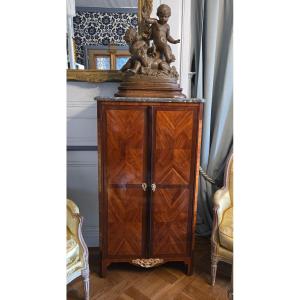 Small Cabinet In Precious Wood Veneer, Stamped Nicolas Grevenich, Louis XVI Period.