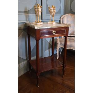 Mahogany Marble-topped Coffee Table, Louis XVI - Directoire Period, Late 18th Century