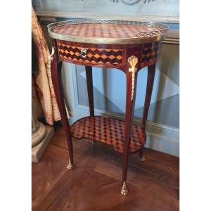 Cube Marquetry Coffee Table In The Transition Louis XV - Louis XVI Style.   